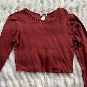 Red-Burgundy ruffled long sleeve